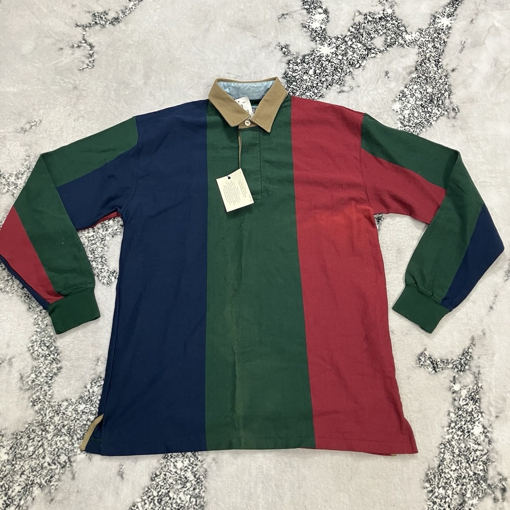 Vintage Woolrich Rugby Shirt Mens Size M NWT Colorblock Long Sleeve Cotton